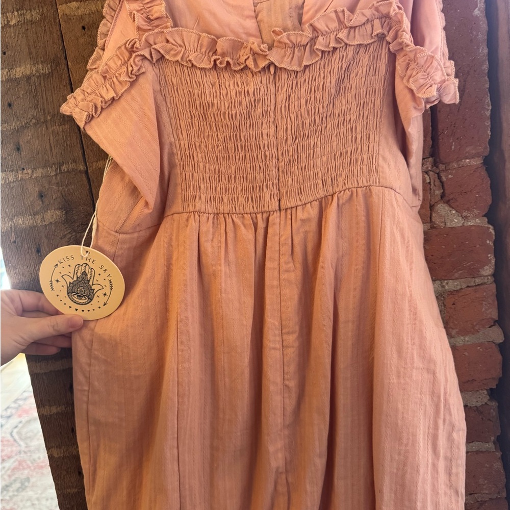 Pink Ruffled Lace-Up Dress - Picture 3 of 4